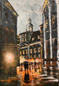 Uniwersytet Wrocławski. nocą Akryl na płótnie 130x90cm